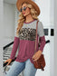 Leopard Striped Round Neck T-Shirt nicholesgifts