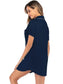 Contrast Piping Pocketed Short Sleeve Lounge Dress nicholesgifts