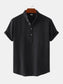 Men's Mandarin Collar Short Sleeve Henley Shirt nicholesgifts