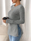 Side Slit Striped Long Sleeve T-Shirt nicholesgifts