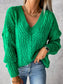 V-Neck Cable-Knit Long Sleeve Sweater nicholesgifts