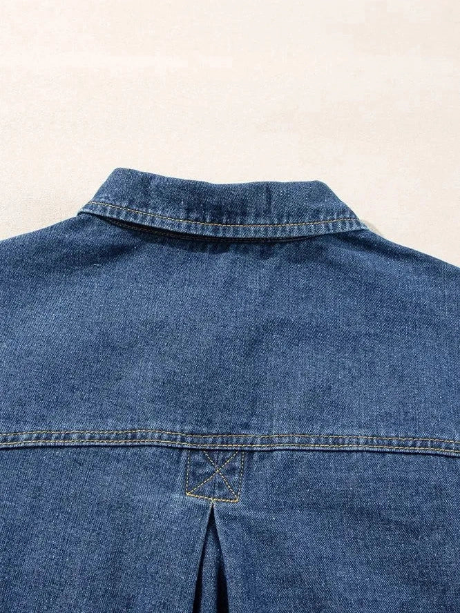 Pocketed Button Up Denim Jacket nicholesgifts