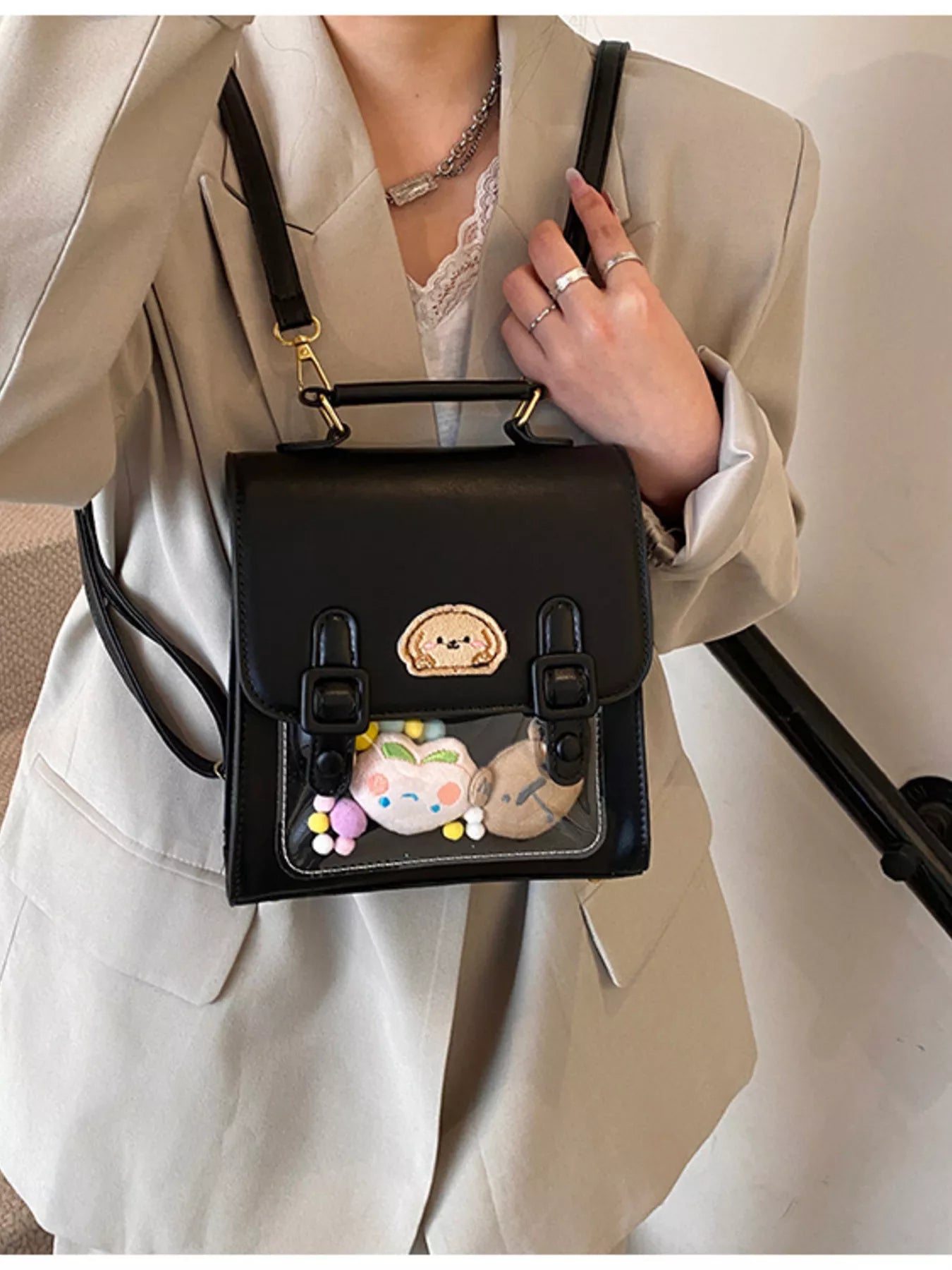 Cartoon Patch Decor Backpack Bag Trendsi