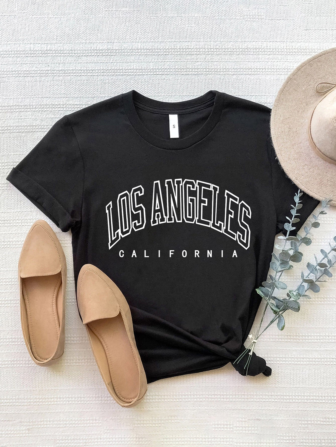 Women Los Angeles California Round Neck Short Sleeve T-Shirt - Nicholesgifts.online