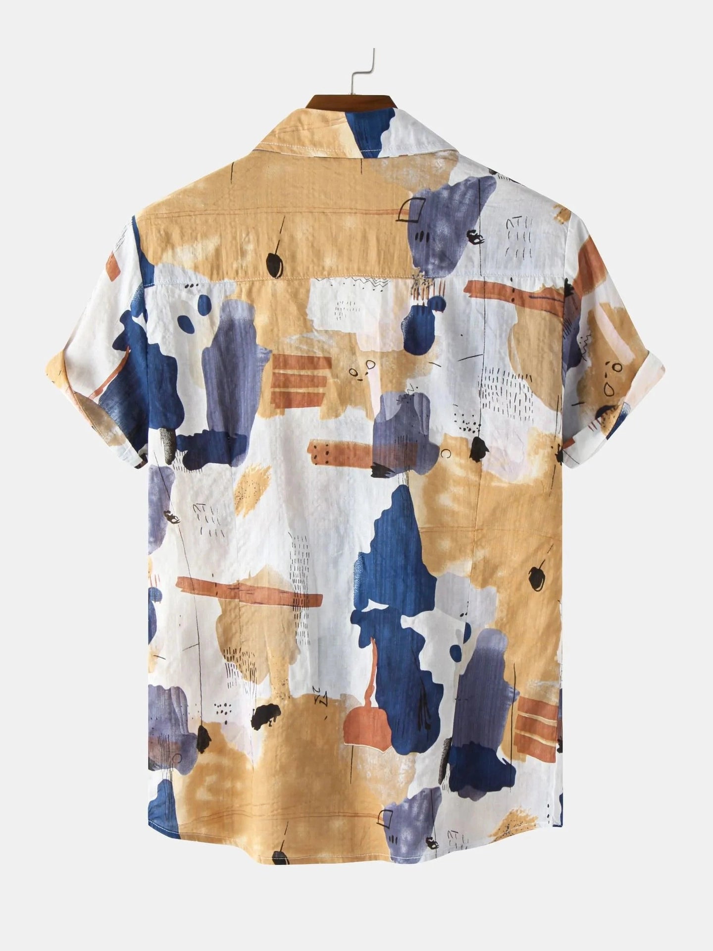 Men's Plus Size Abstract Print Short Sleeve Button-Up Shirt NicholesGifts