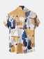 Men's Plus Size Abstract Print Short Sleeve Button-Up Shirt nicholesgifts
