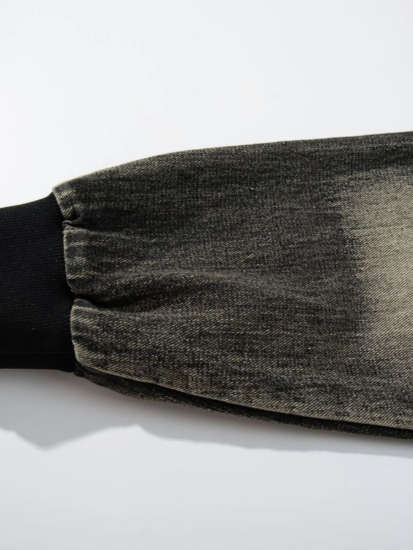 Men's Distressed Denim Patchwork Oversized Hoodie with Frayed Details NicholesGifts