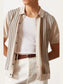 Men's Plus Size Striped Button Up Short Sleeve Shirt nicholesgifts