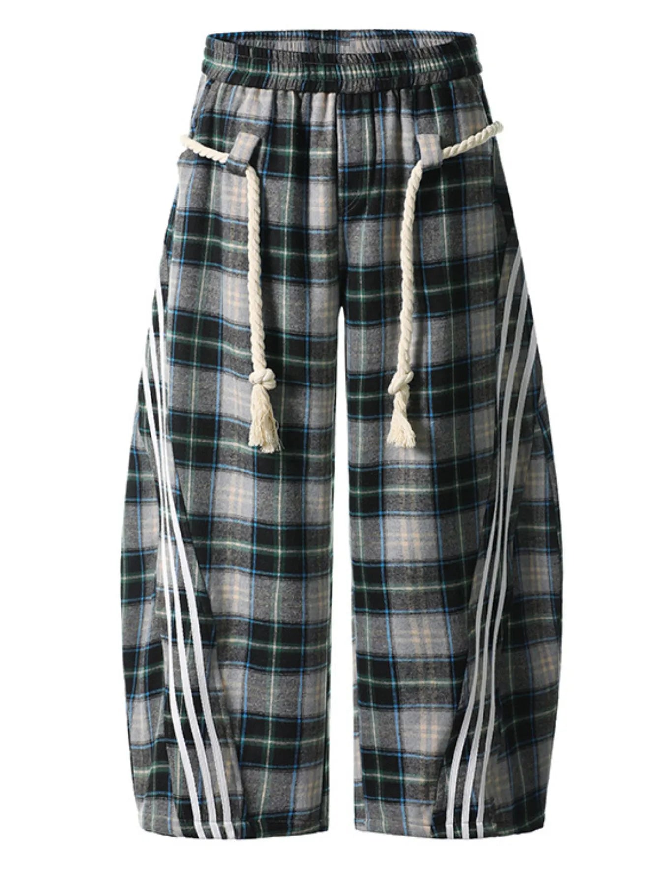Plaid Casual Pants with Side Stripes Trendsi