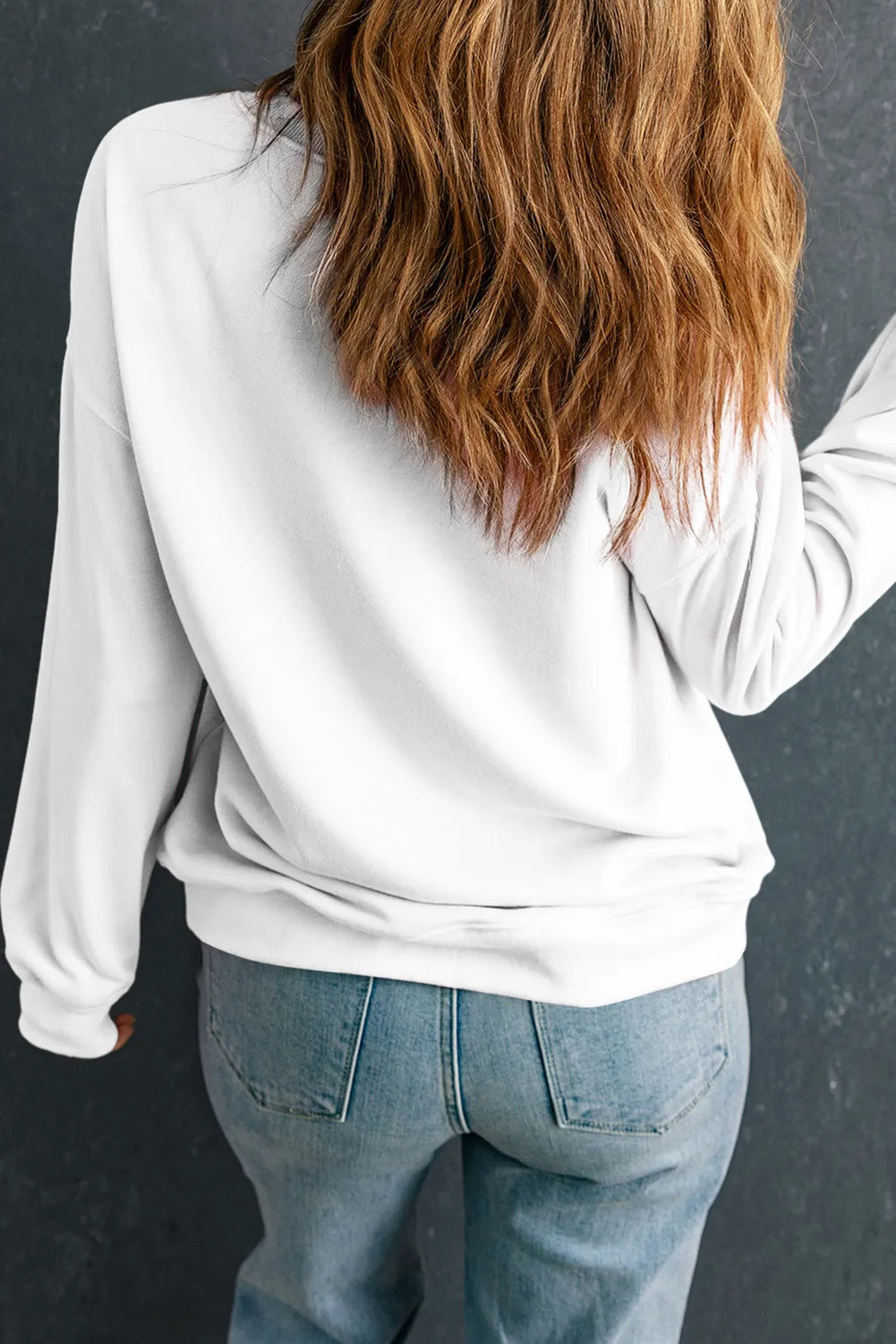 Letter Graphic Round Neck Long Sleeve Sweatshirt Trendsi