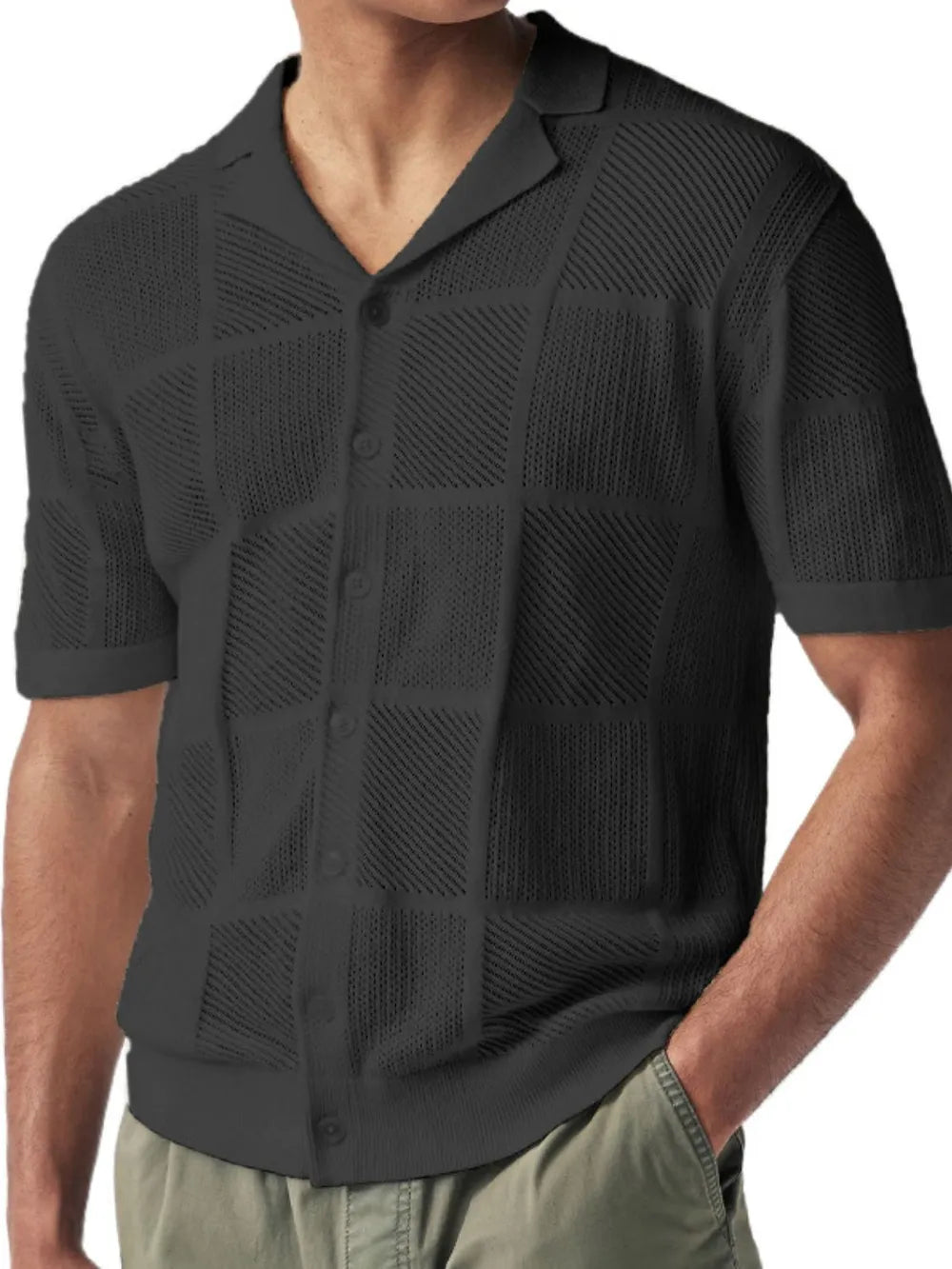 Men's Button Down Checkered Eyelet Shirt NicholesGifts