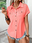 Pleated Detail Collared Neck Short Sleeve Shirt nicholesgifts