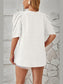 Swiss Dot Round Neck Short Sleeve Blouse nicholesgifts