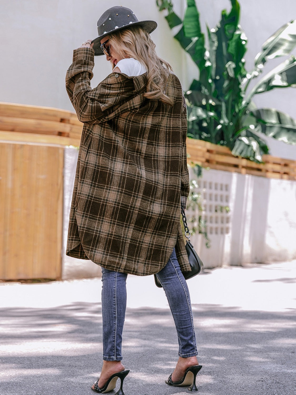 Plaid Button Up Long Sleeve Shacket nicholesgifts