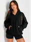 Pocketed Half Zip Long Sleeve Hoodie Trendsi