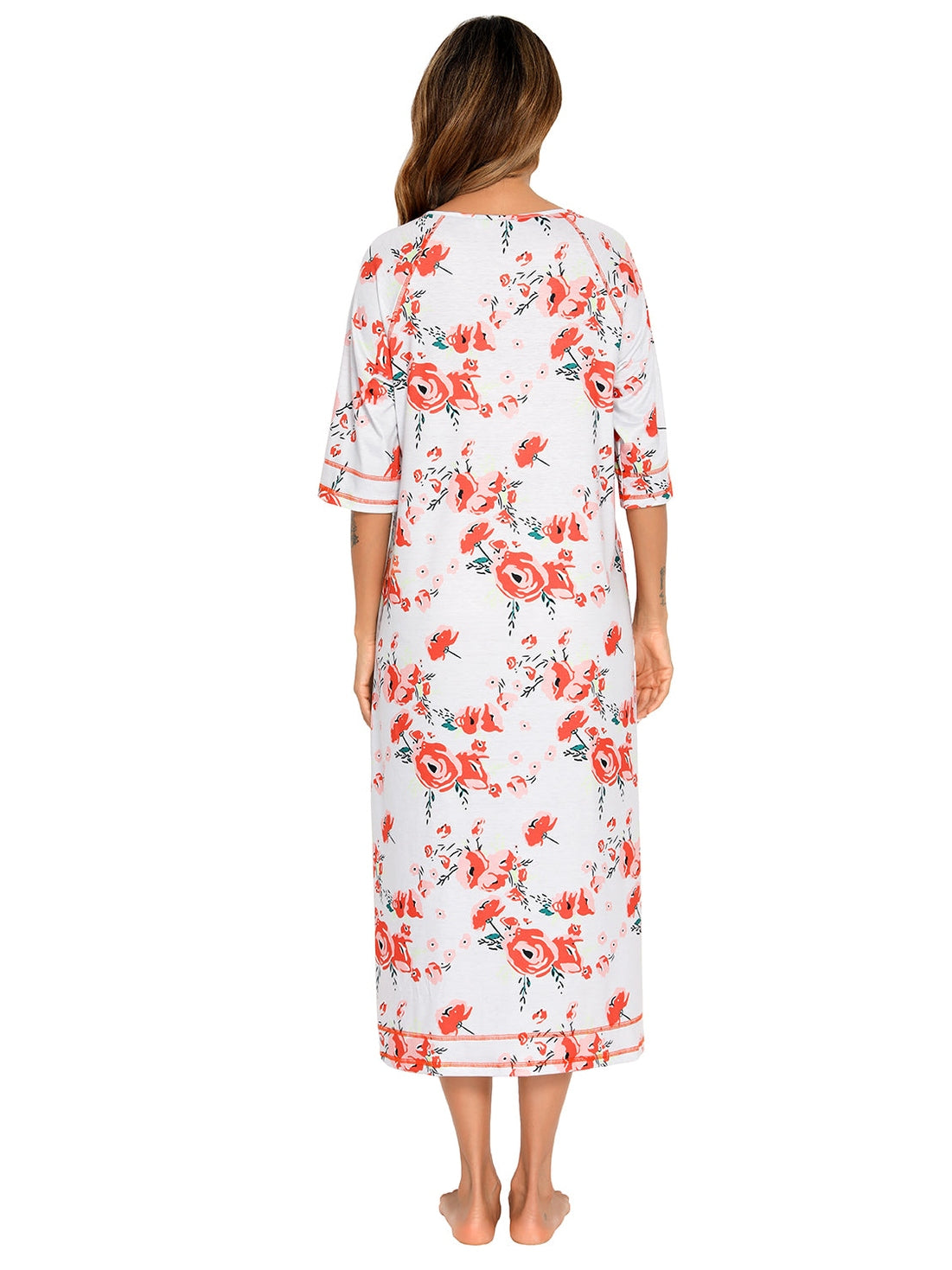 Printed Slit Night Dress with Pockets nicholesgifts