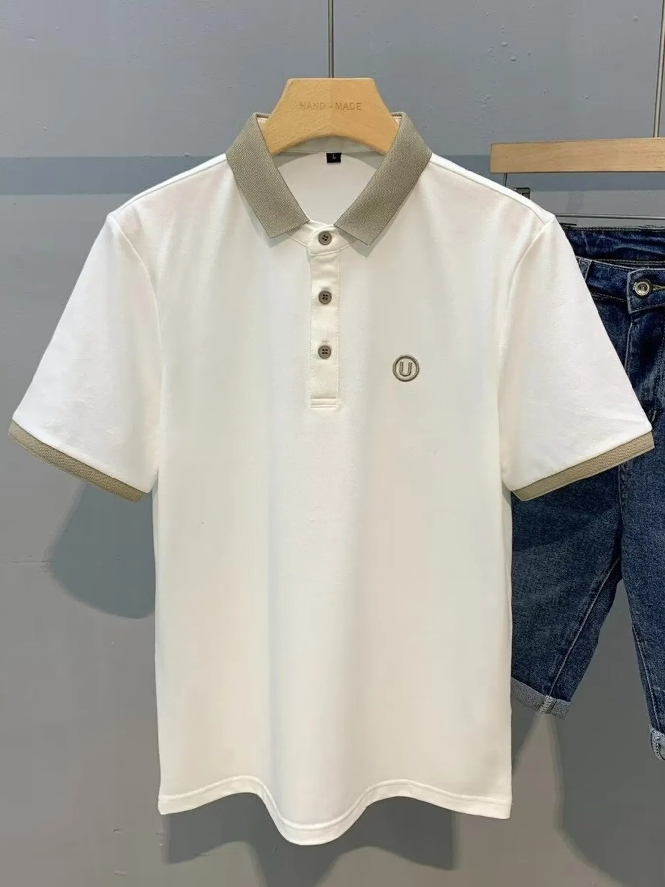 Men's Classic Contrast Short Sleeve Collar Polo Shirt NicholesGifts