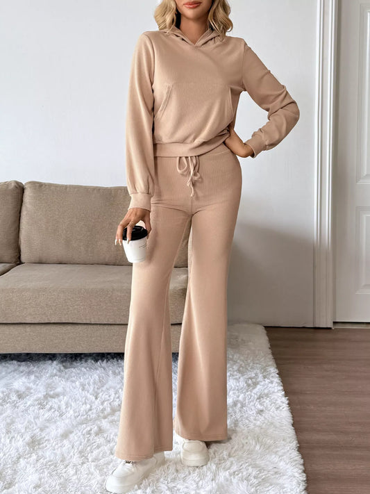 Long Sleeve Hoodie and Pants Set Trendsi