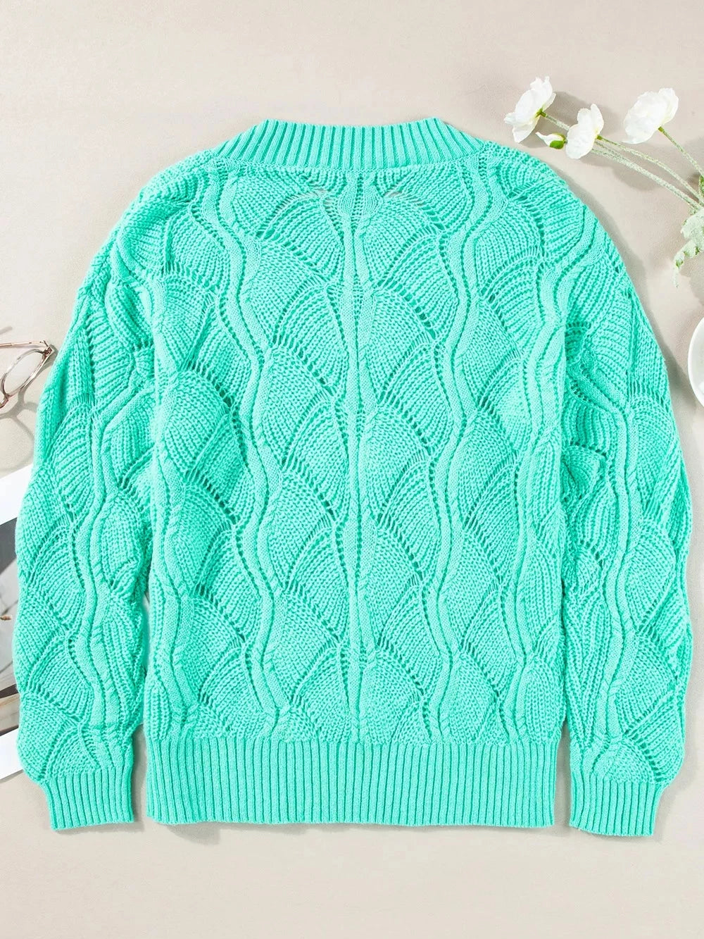 Elegant Texture V-Neck Knit Top nicholesgifts