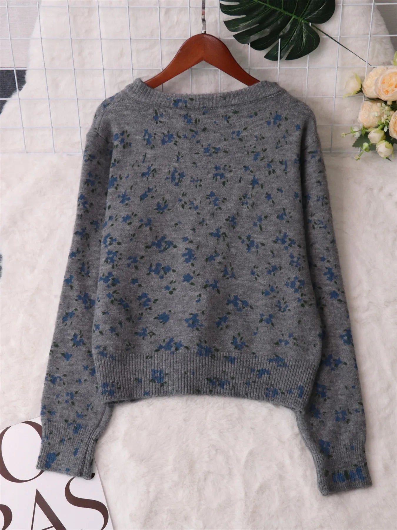 Floral Button-Up Long Sleeve Cardigan