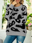 Drop Shoulder Leopard Pullover Sweater Trendsi