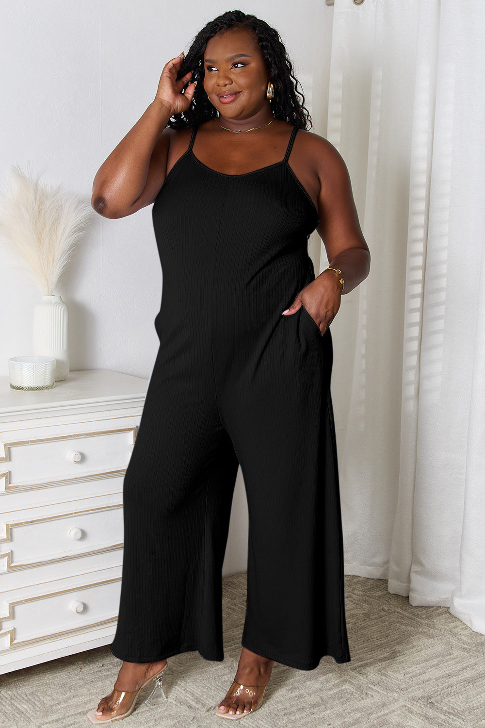 Basic Bae Full Size Spaghetti Strap V-Neck Jumpsuit nicholesgifts