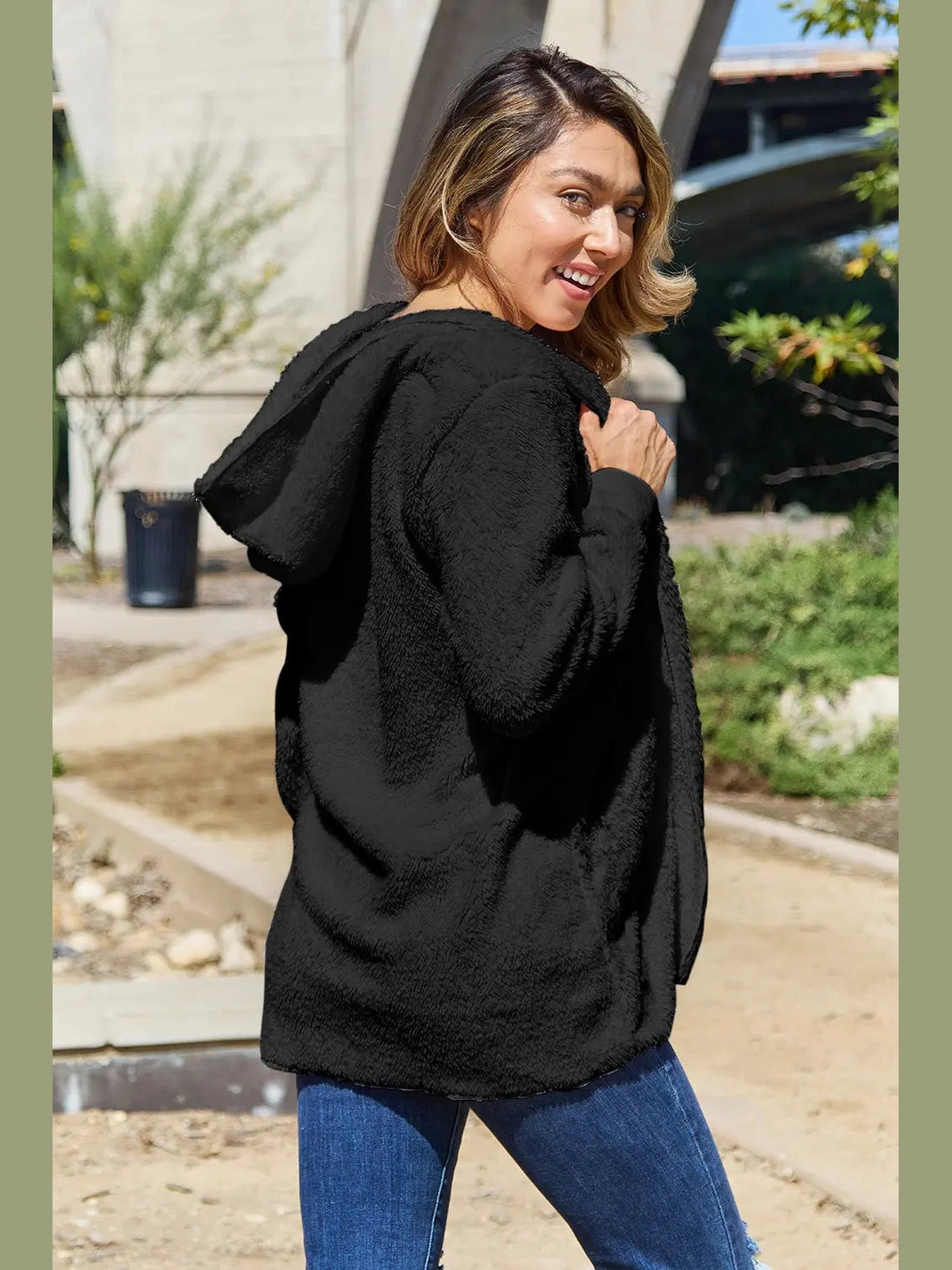 Full Size Teddy Hooded Jacket with Pockets nicholesgifts