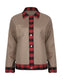 Plaid Trim Long Sleeve Jacket nicholesgifts