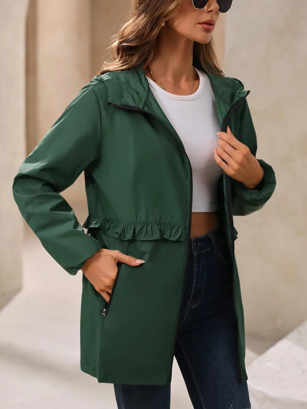 Ivy Lane Outdoor Waterproof Long Sleeve Hooded Windbreaker nicholesgifts