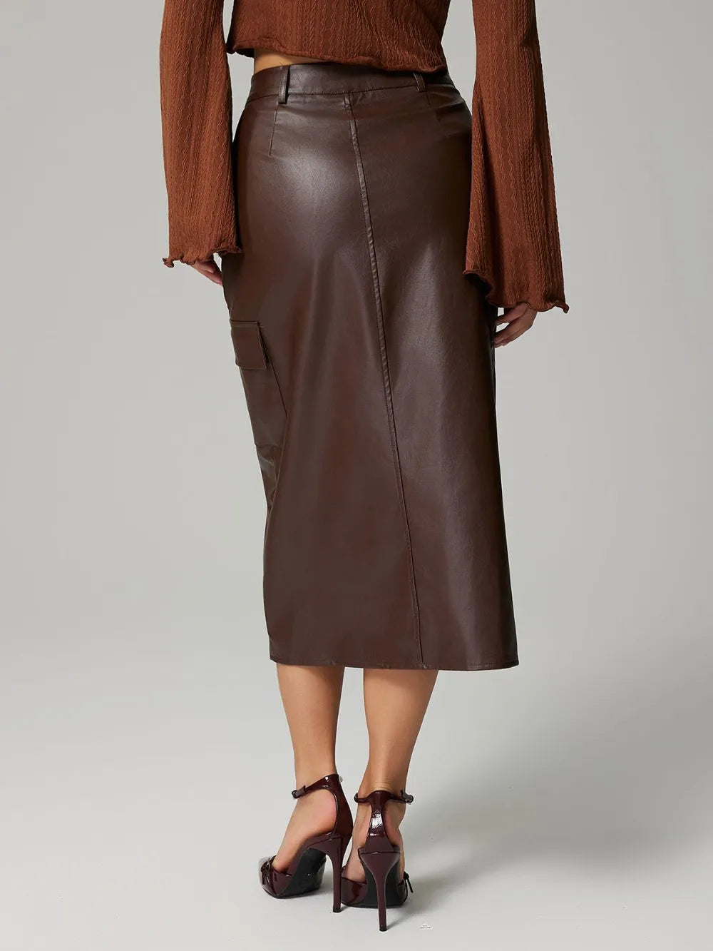 Slit Midi Skirt with Pockets nicholesgifts