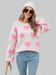 Women Angel Wings Heart Dropped Shoulder Long Sleeve Sweater nicholesgifts