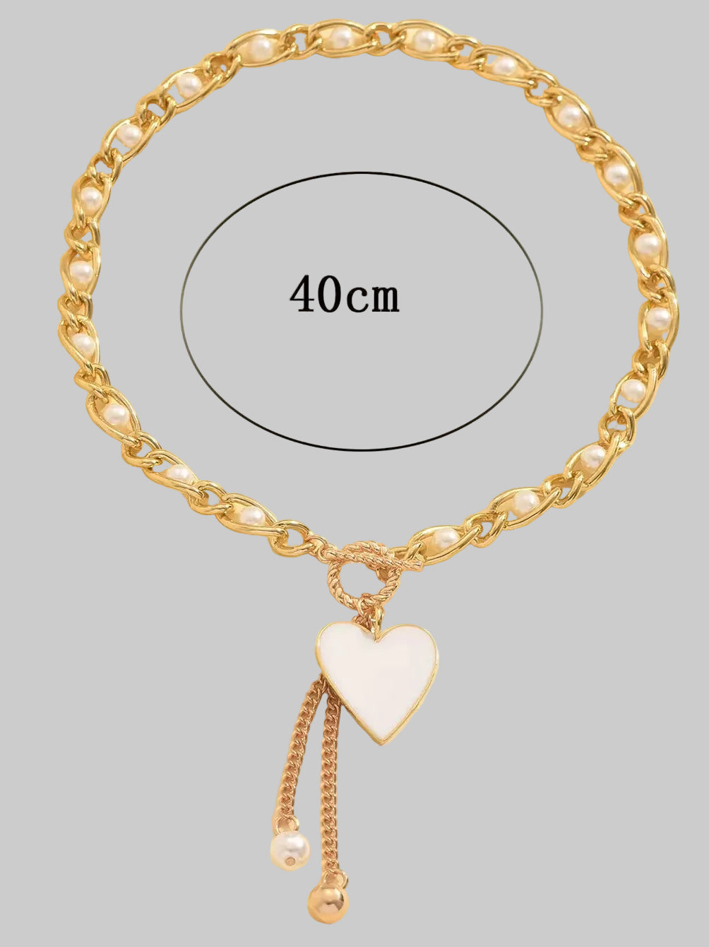 Women 18K Gold-Plated Pearl Heart Necklace nicholesgifts