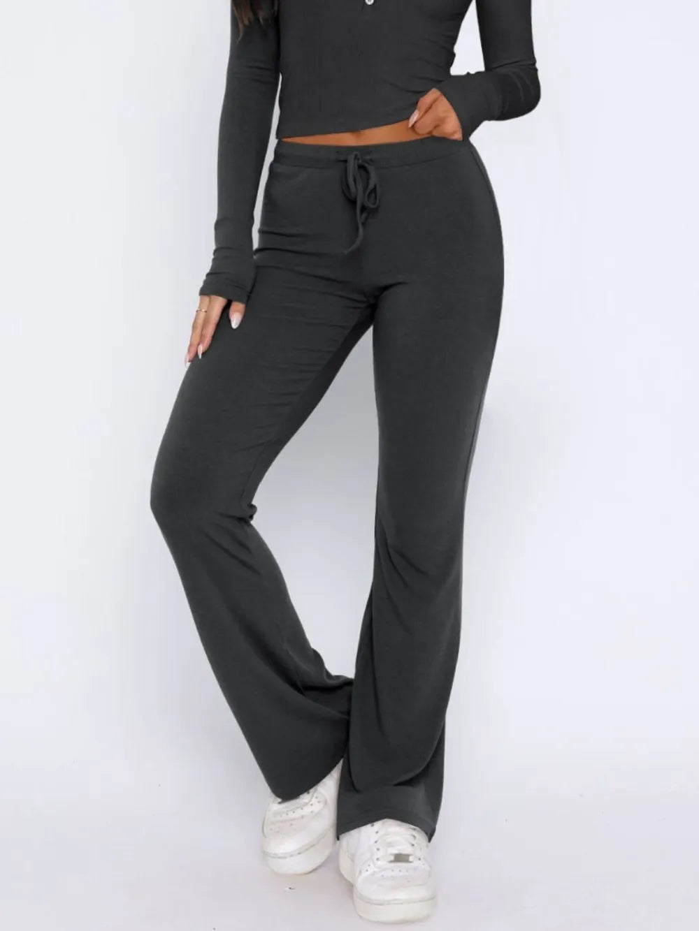 V-Neck Long Sleeve Top and Pants Set nicholesgifts