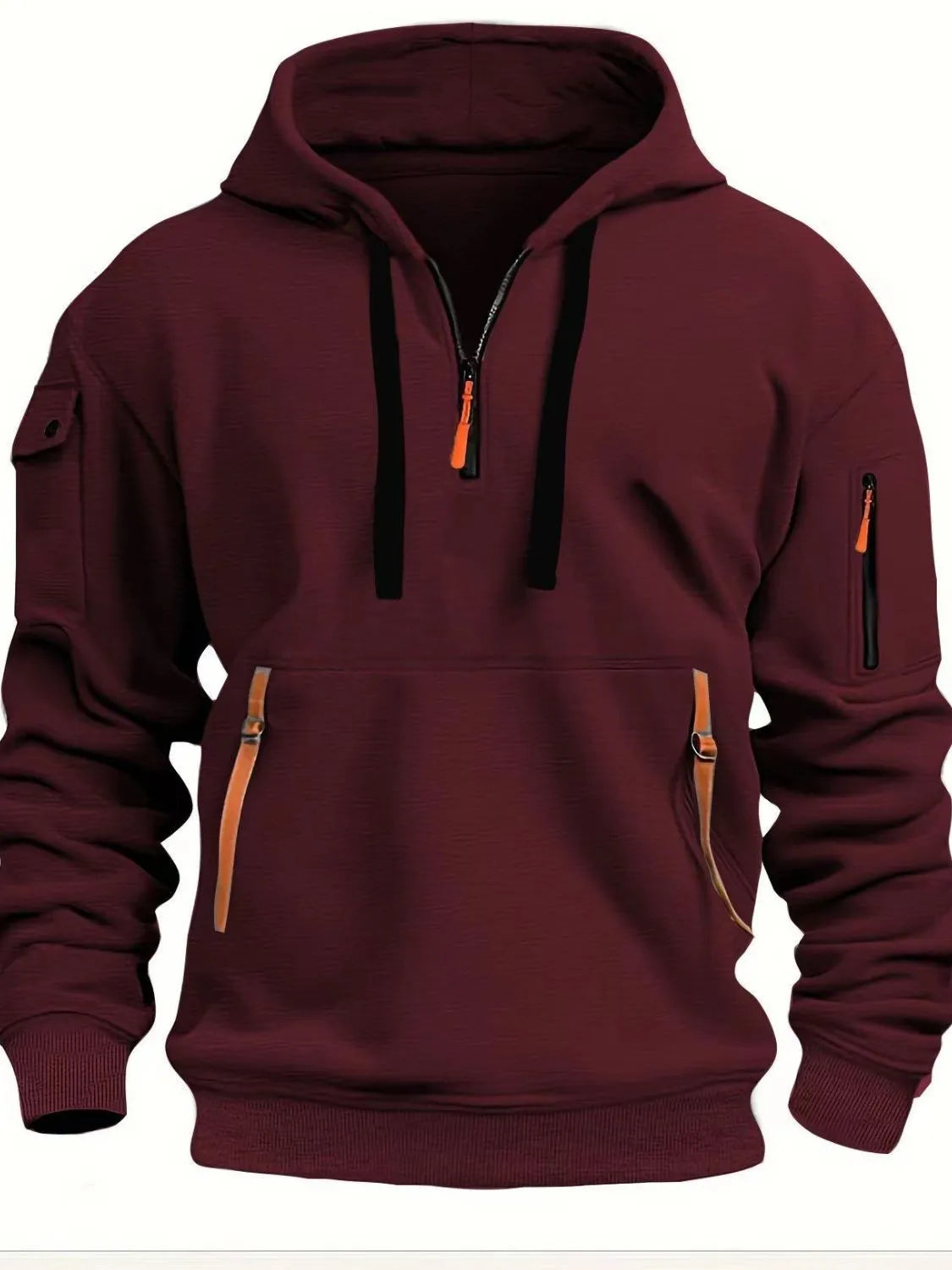 Men's Full Size Half Zip Drawstring Hoodie Plus Size NicholesGifts