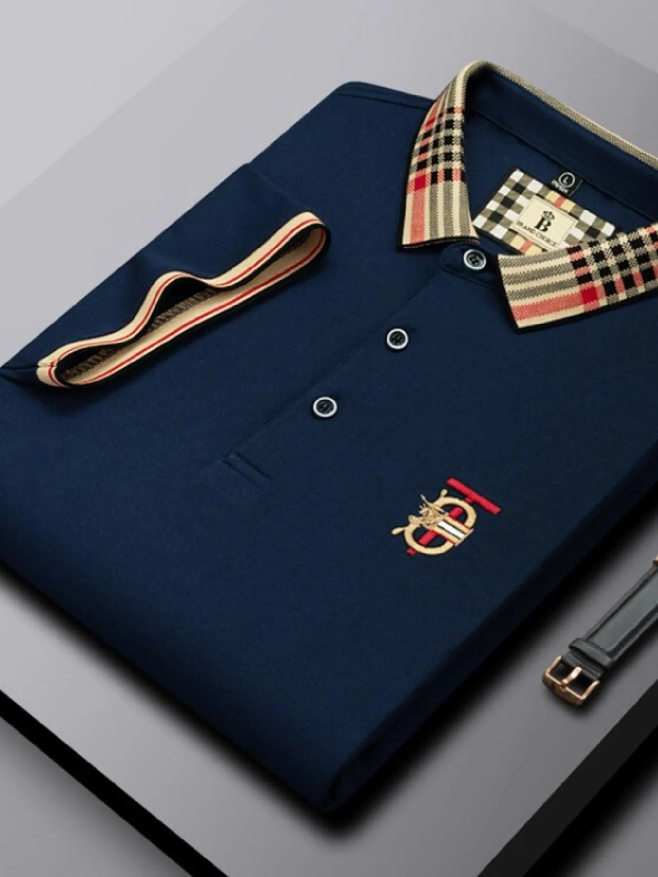 Men's Plus Size Classic Plaid Collar Casual Polo Shirt NicholesGifts