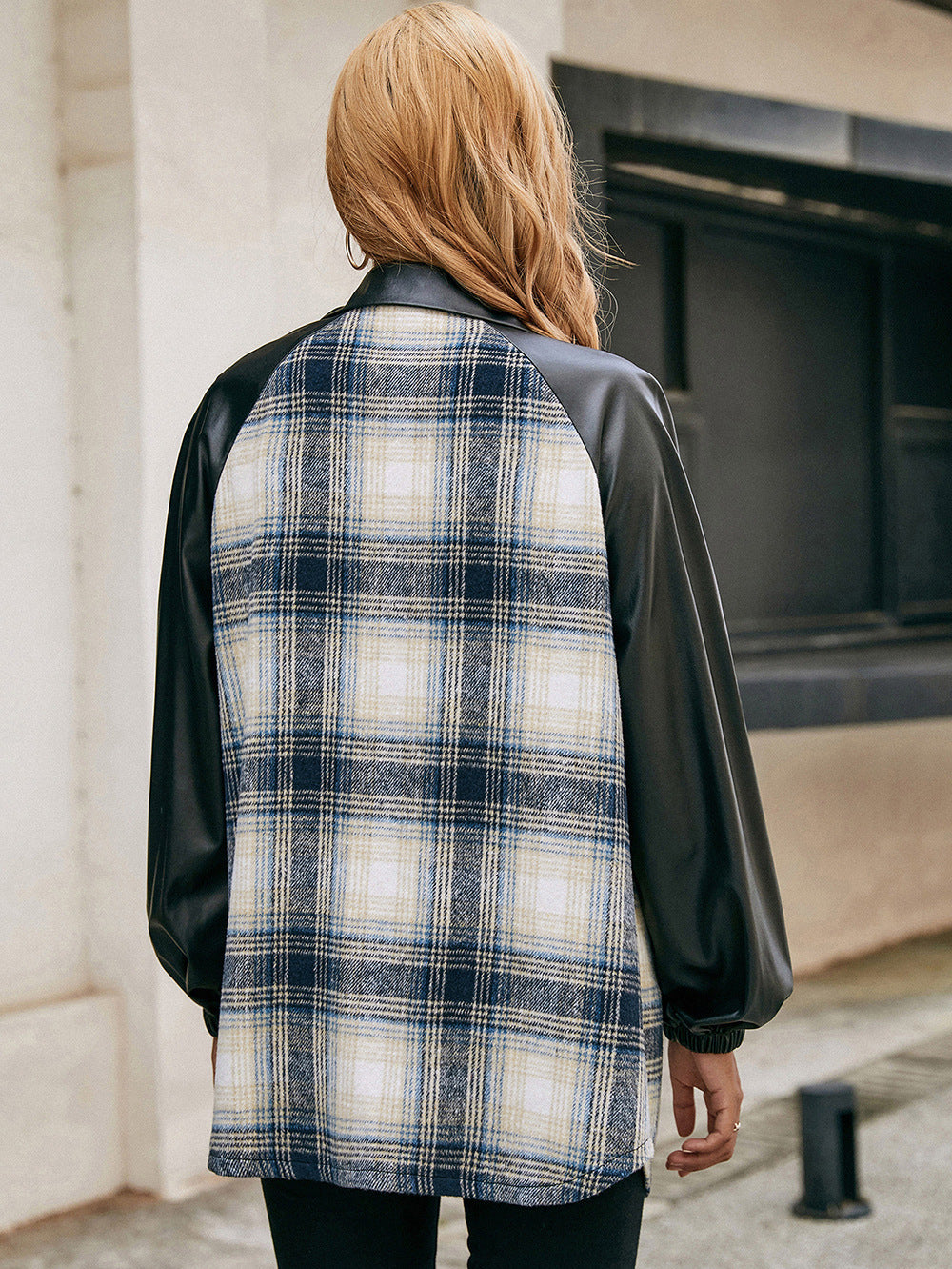 Ivy Lane Plaid Button Down Raglan Sleeve Jacket nicholesgifts