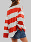 Women Striped Half-Zip Oversized Sweatshirt nicholesgifts