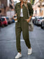 Plaid Texture Snap Down Top and Pants Set nicholesgifts