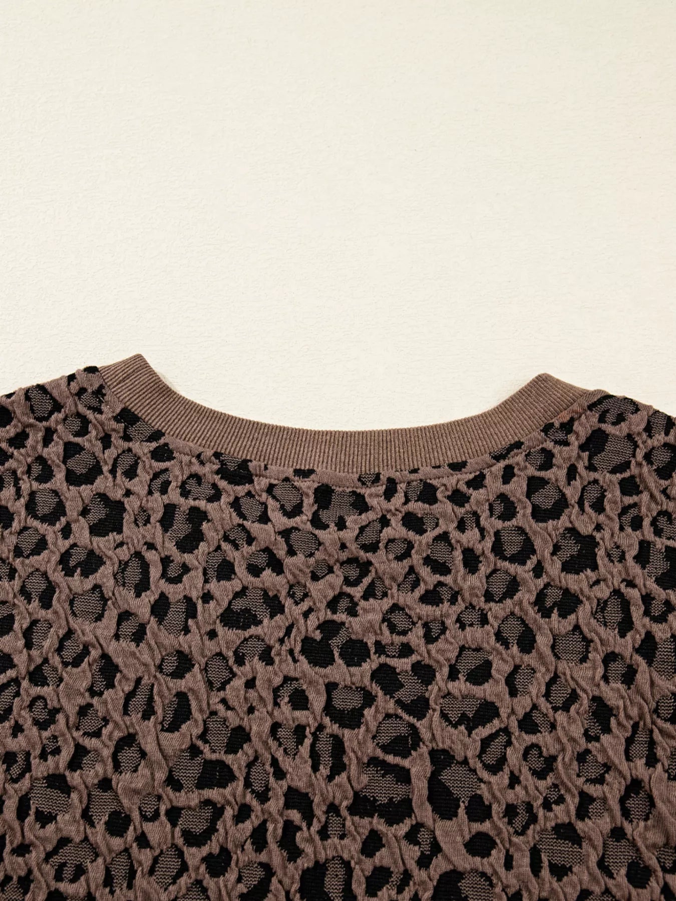 Ribbed Trim Leopard Print Long Sleeve Top NicholesGifts