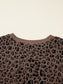 Ribbed Trim Leopard Print Long Sleeve Top nicholesgifts