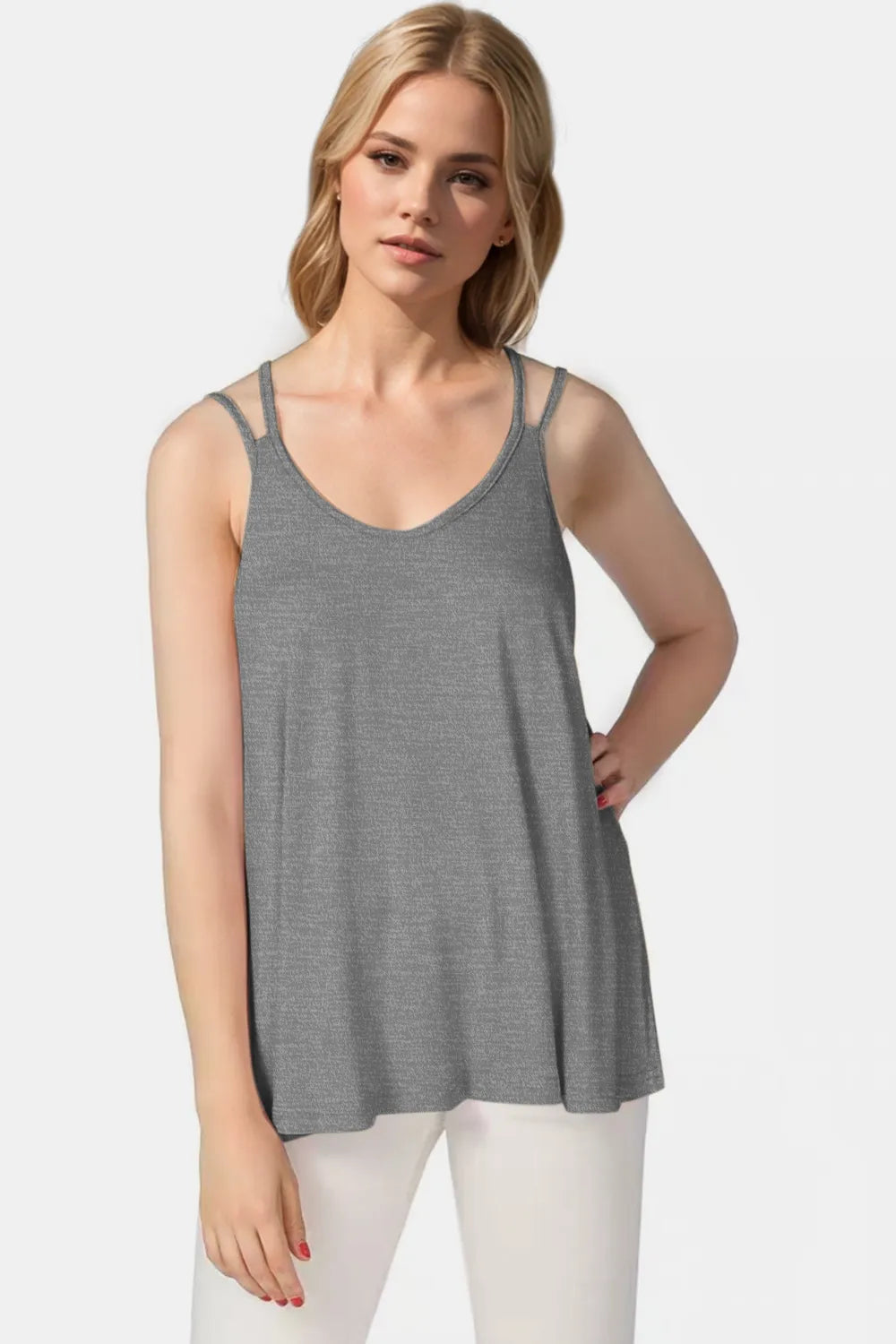 Basic Bae Bamboo Scoop Neck Double Spaghetti Straps Cami NicholesGifts