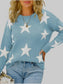 Star Pattern Round Neck Pullover Sweater nicholesgifts