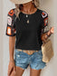 Geometric Round Neck Short Sleeve Blouse nicholesgifts