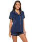 Printed Button Up Short Sleeve Top and Shorts Lounge Set nicholesgifts