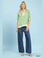 Umgee Geometric Leaf Print Popover Top nicholesgifts