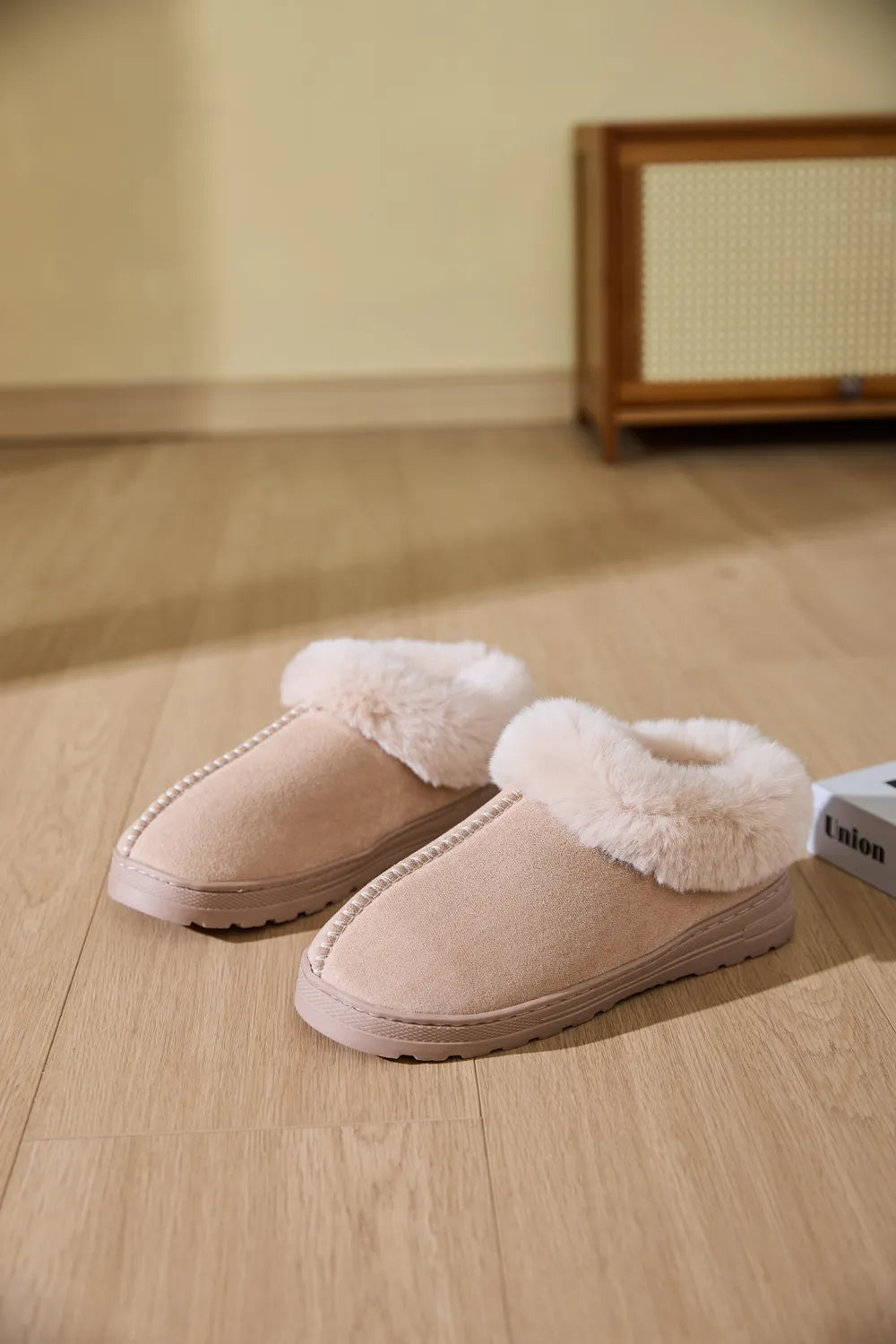 Women Faux Fur Round Toe Platform Slippers nicholesgifts