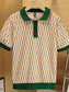 Men's Plus Size Diamond Pattern Contrast Collar Knit Polo nicholesgifts