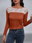 Ivy Lane Lace Trim Long Sleeve Round Neck Tee nicholesgifts