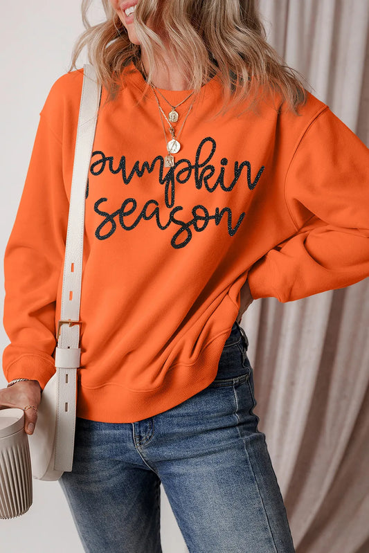 Letter Round Neck Long Sleeve Sweatshirt Trendsi