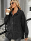 Women Removable Hood Button Up Long Sleeve Denim Jacket nicholesgifts